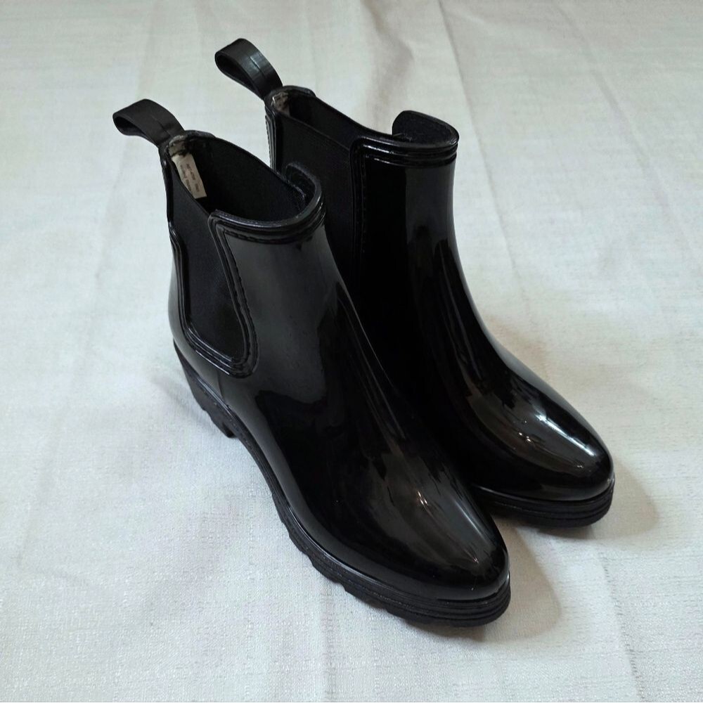 Capelli New York Black Shiny Jelly Rain Boot Bootie Size 9